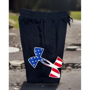 Under Armour Men's‎ S Navy Freedom Rival Big Logo AMERICAN FLAG Shorts